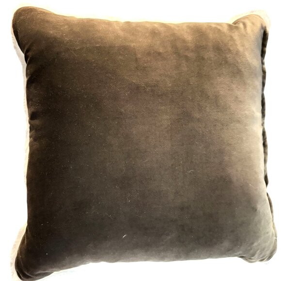 Hines Of Oxford Luxury Tapestry Accent Pillow Heart  Bird Faux Fur 18" New - Picture 8 of 8